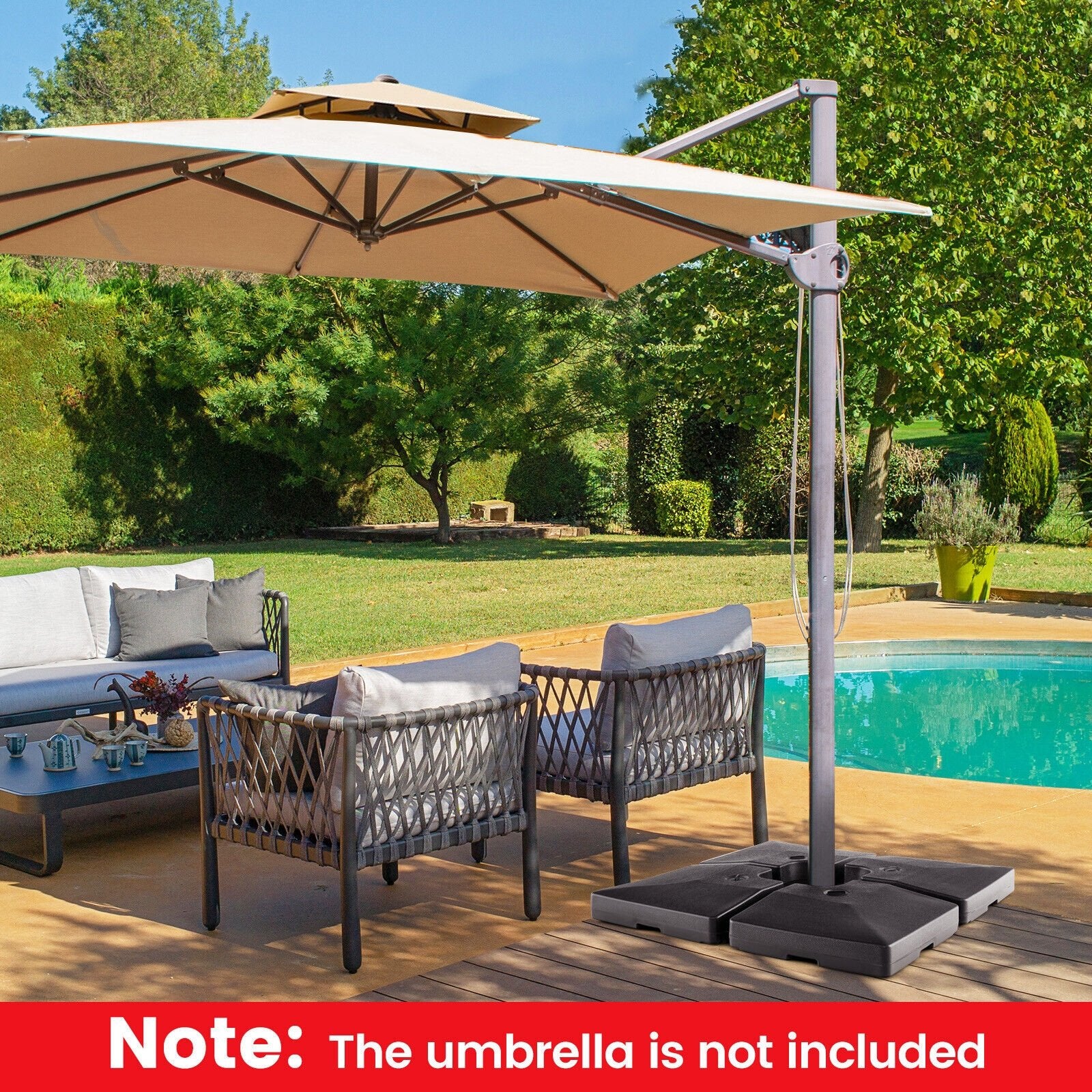 4-Piece 20L Cantilever Offset Patio Umbrella Base, Black Outdoor Umbrella Bases   at Gallery Canada