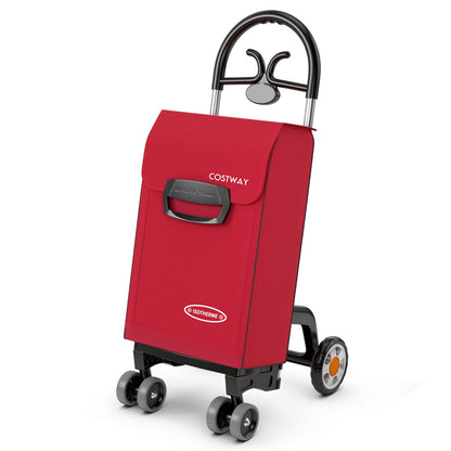 Folding Shopping Cart Utility Hand Truck with Rolling Swivel Wheels, Red Kitchen Tools Red  at Gallery Canada