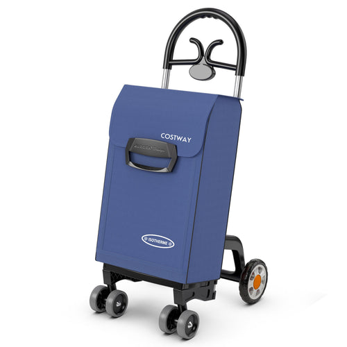 Folding Shopping Cart Utility Hand Truck with Rolling Swivel Wheels, Blue