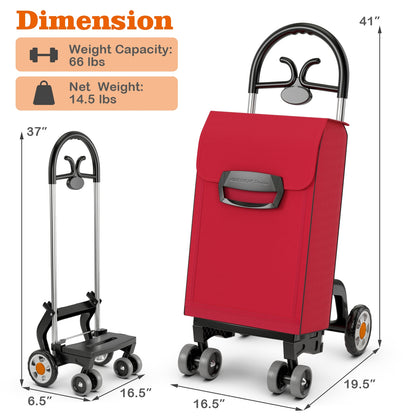 Folding Shopping Cart Utility Hand Truck with Rolling Swivel Wheels, Red Kitchen Tools   at Gallery Canada