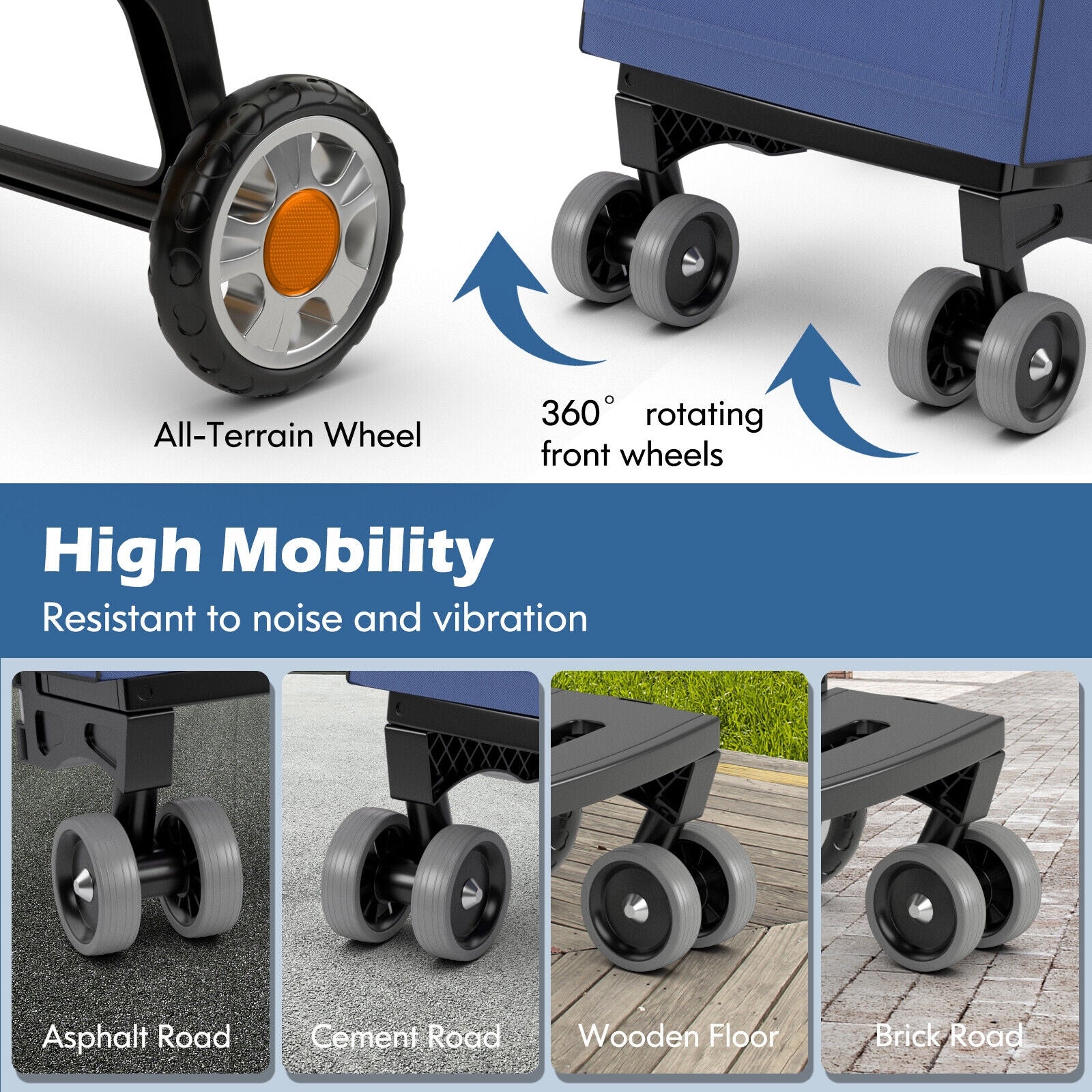 Folding Shopping Cart Utility Hand Truck with Rolling Swivel Wheels, Blue Kitchen Tools at Gallery Canada