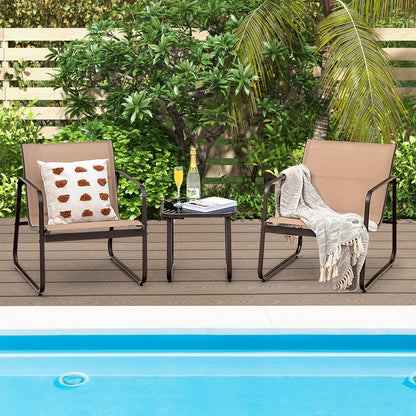 3 Pieces Patio Conversation Set with Breathable Fabric and Tabletop, Brown Patio Conversation Sets   at Gallery Canada