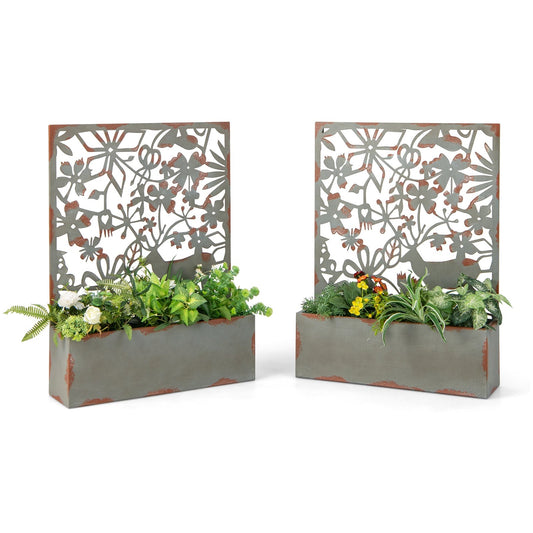 Set of 2 Decorative Raised Garden Bed with Trellises, Rust Raised Garden Beds   at Gallery Canada