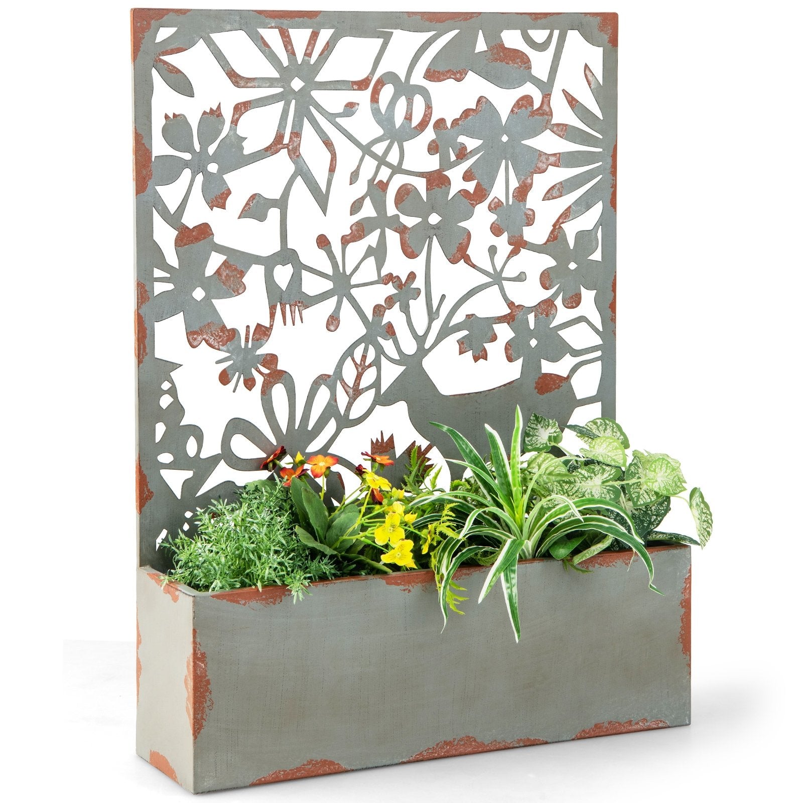 Set of 2 Decorative Raised Garden Bed with Trellises, Rust Raised Garden Beds   at Gallery Canada