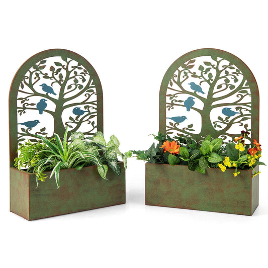 Set of 2 Decorative Raised Garden Bed for Climbing Plants, Rust Raised Garden Beds   at Gallery Canada