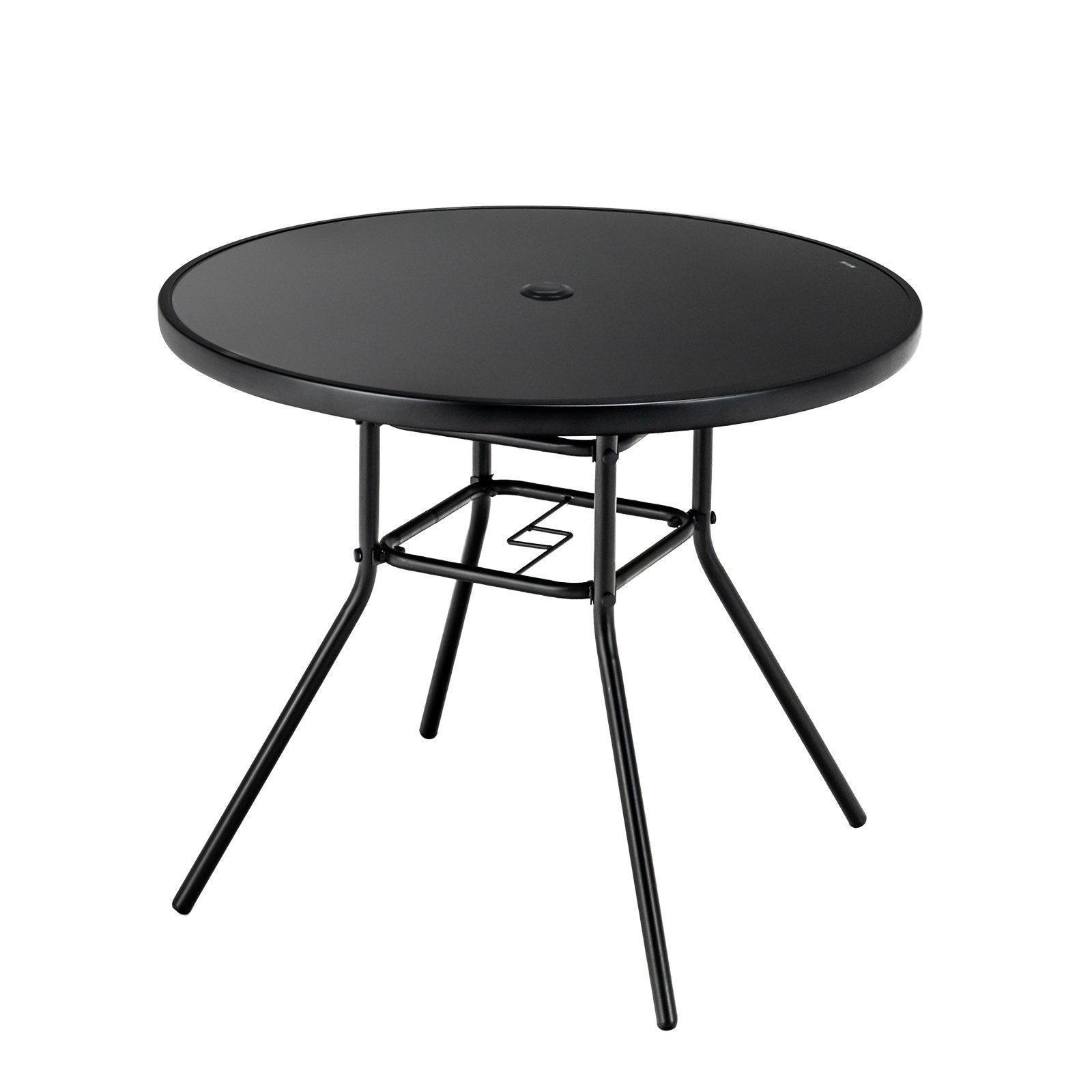 34 Inch Patio Dining Table with 1.5 inch Umbrella Hole for Garden, Black Patio Dining Tables   at Gallery Canada