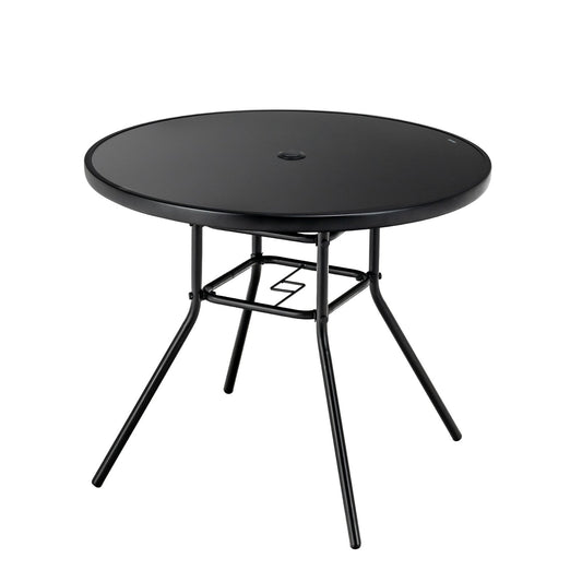 34 Inch Patio Dining Table with 1.5 inch Umbrella Hole for Garden, Black - Gallery Canada