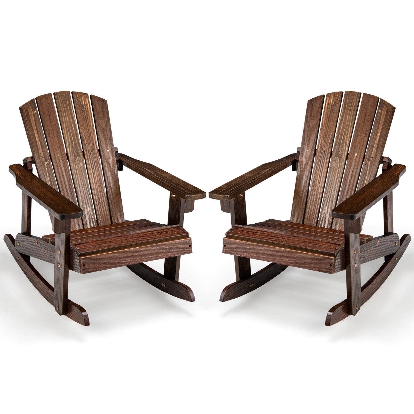 Outdoor Wooden Kid Adirondack Rocking Chair with Slatted Seat, Coffee Kids Chairs & Seating   at Gallery Canada