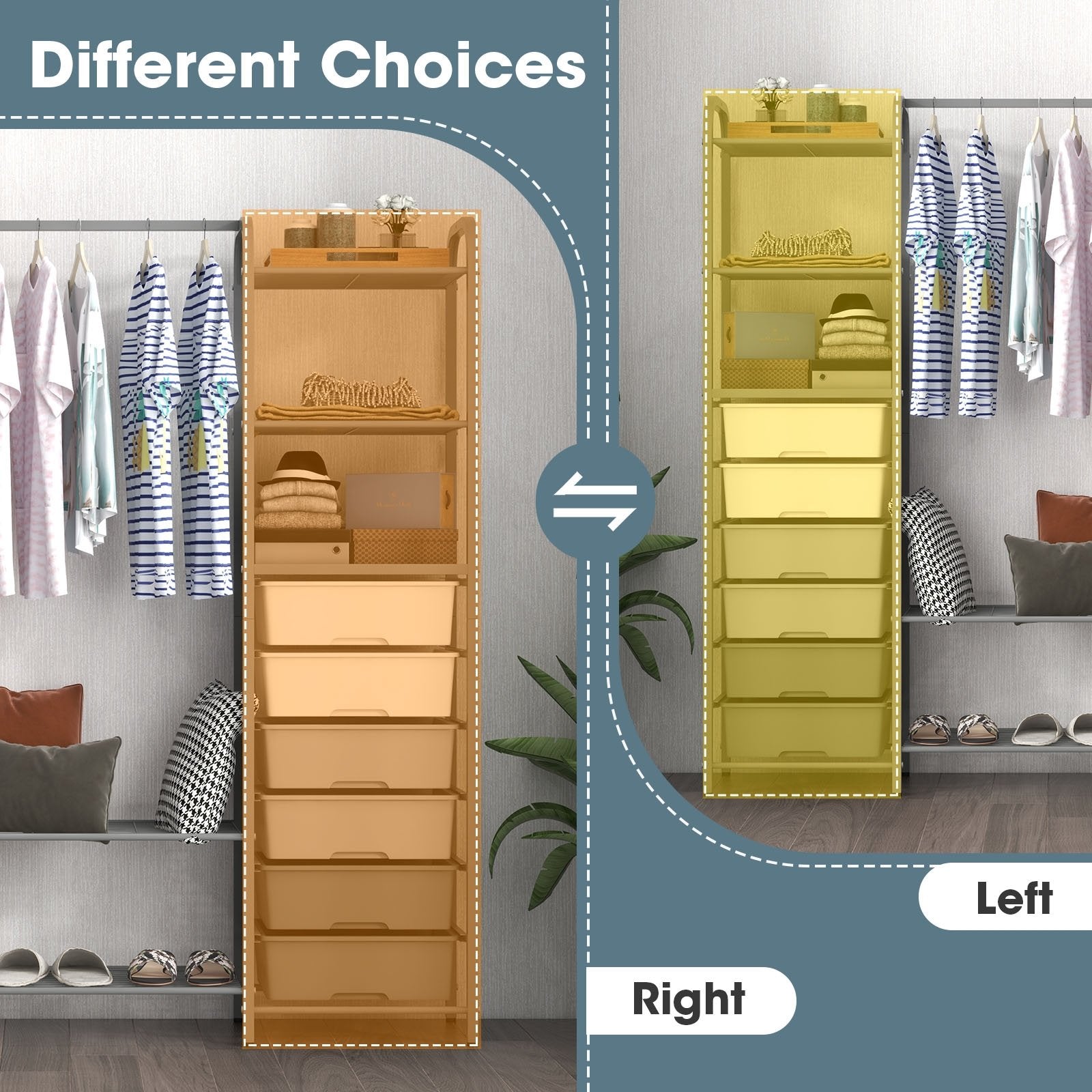 Free Standing Closet Organizer with Removable Drawers and Shelves, Gray Clothing & Closet Storage   at Gallery Canada