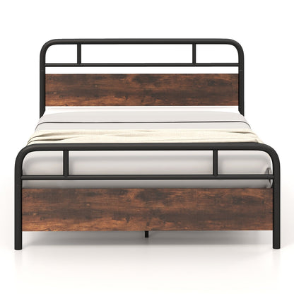 Twin/Full/Queen Size Bed Frame with Industrial Headboard-Queen Size, Black Simple Bed Frame   at Gallery Canada