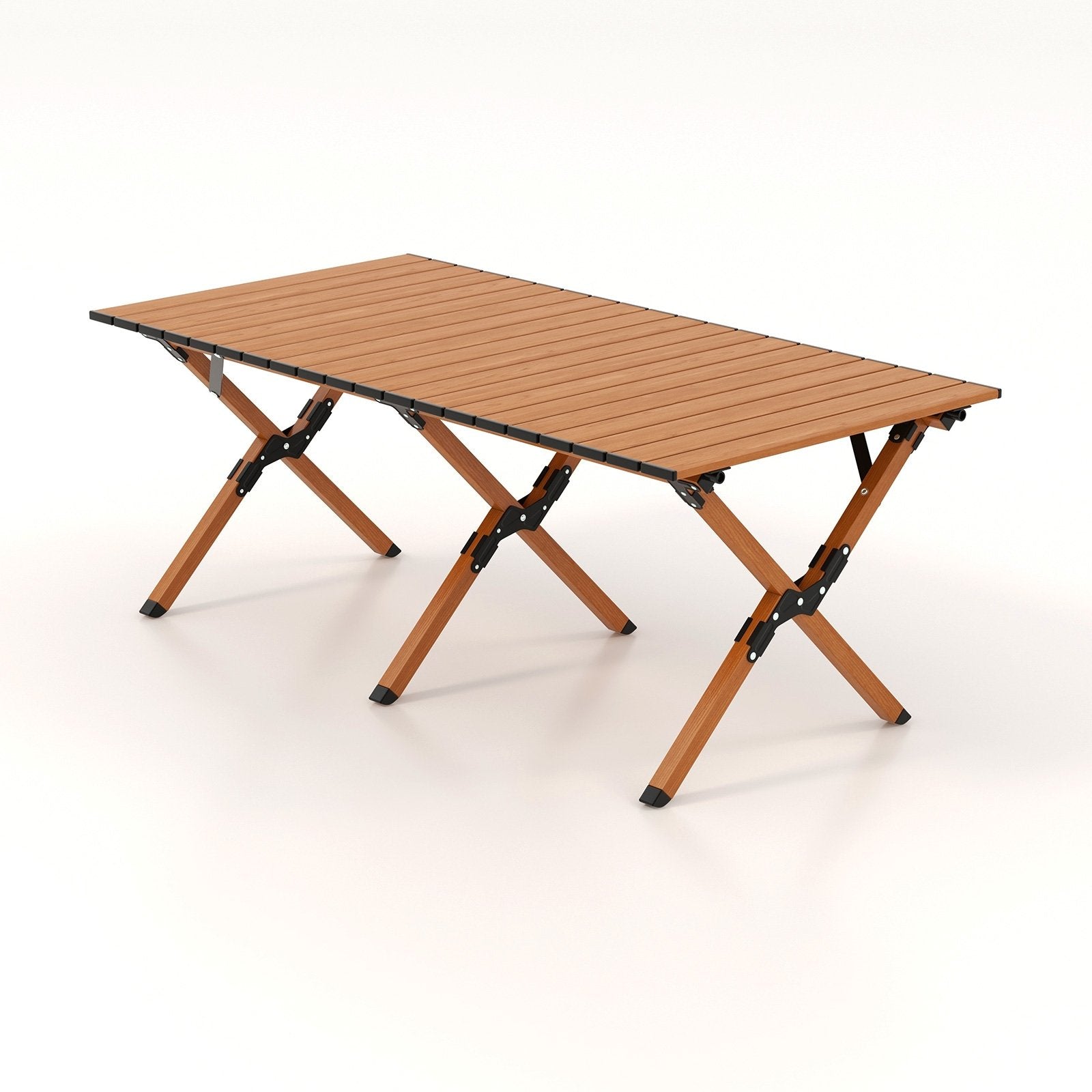 Folding Lightweight Aluminum Camping Table with Wood Grain-L, Natural Camping Furniture   at Gallery Canada