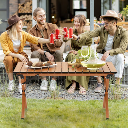 Folding Lightweight Aluminum Camping Table with Wood Grain-M, Natural Camping Furniture   at Gallery Canada