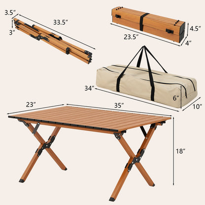 Folding Lightweight Aluminum Camping Table with Wood Grain-M, Natural Camping Furniture   at Gallery Canada