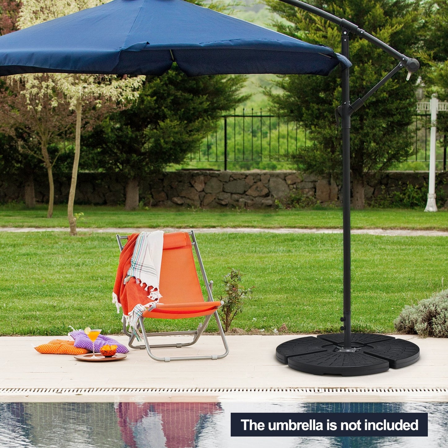 4 Pieces Outdoor Cantilever Offset Patio Umbrella Base, Black Outdoor Umbrella Bases   at Gallery Canada