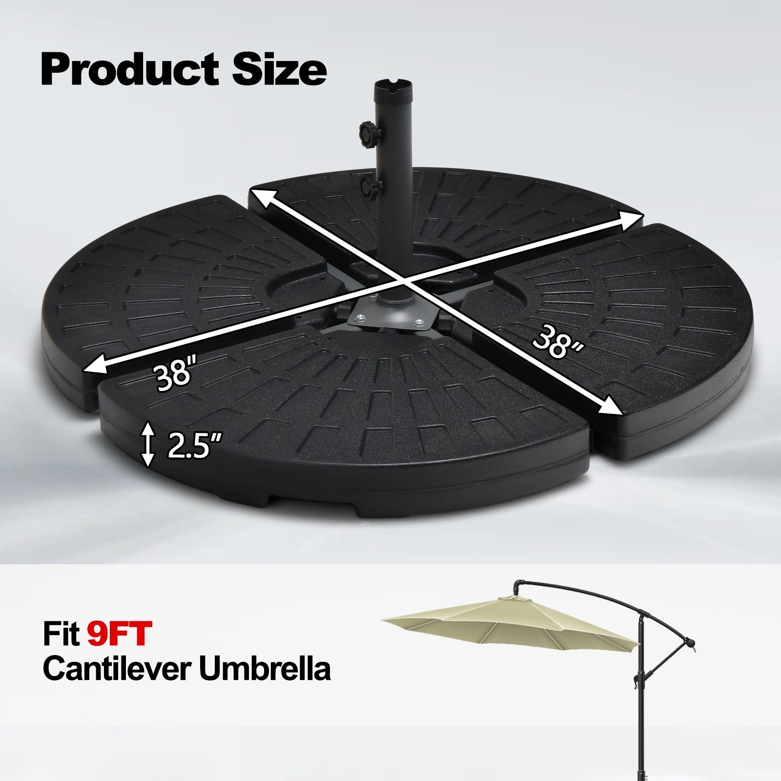 4 Pieces Outdoor Cantilever Offset Patio Umbrella Base, Black Outdoor Umbrella Bases   at Gallery Canada