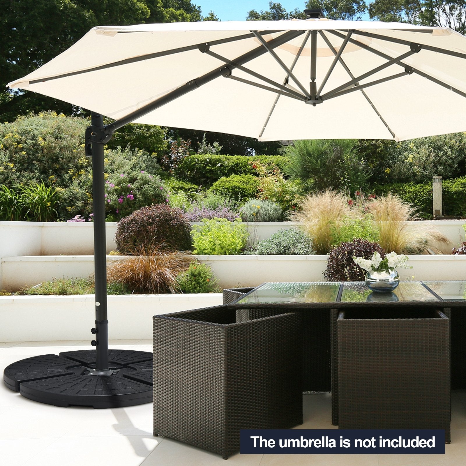 4 Pieces Outdoor Cantilever Offset Patio Umbrella Base, Black Outdoor Umbrella Bases   at Gallery Canada