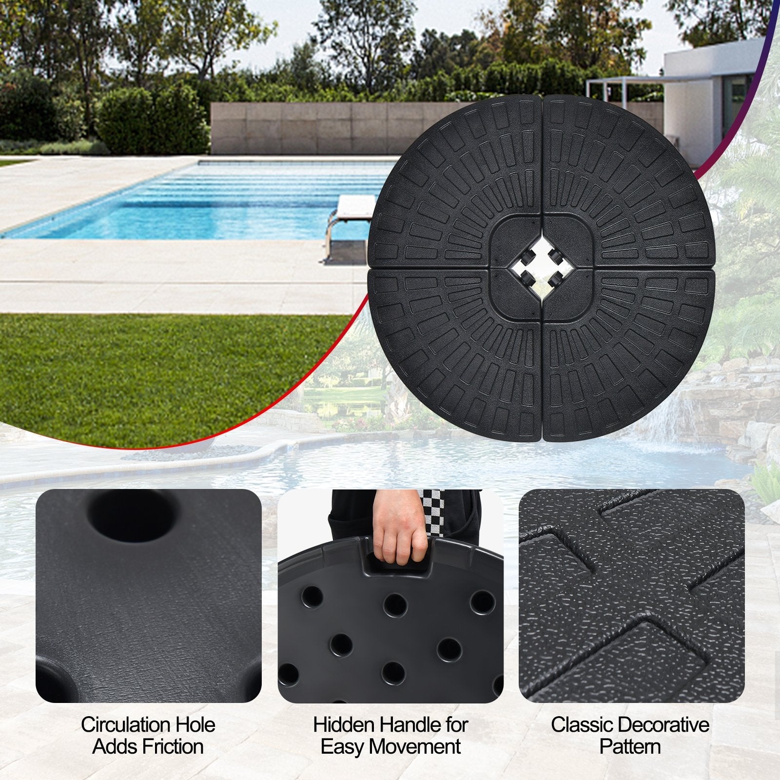 4 Pieces Outdoor Cantilever Offset Patio Umbrella Base, Black Outdoor Umbrella Bases   at Gallery Canada