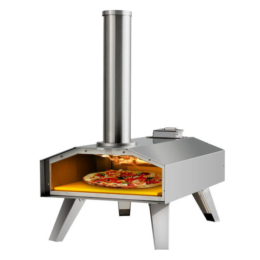 Portable Stainless Steel Outdoor Pizza Oven with 12 Inch Pizza Stone, Silver - Gallery Canada
