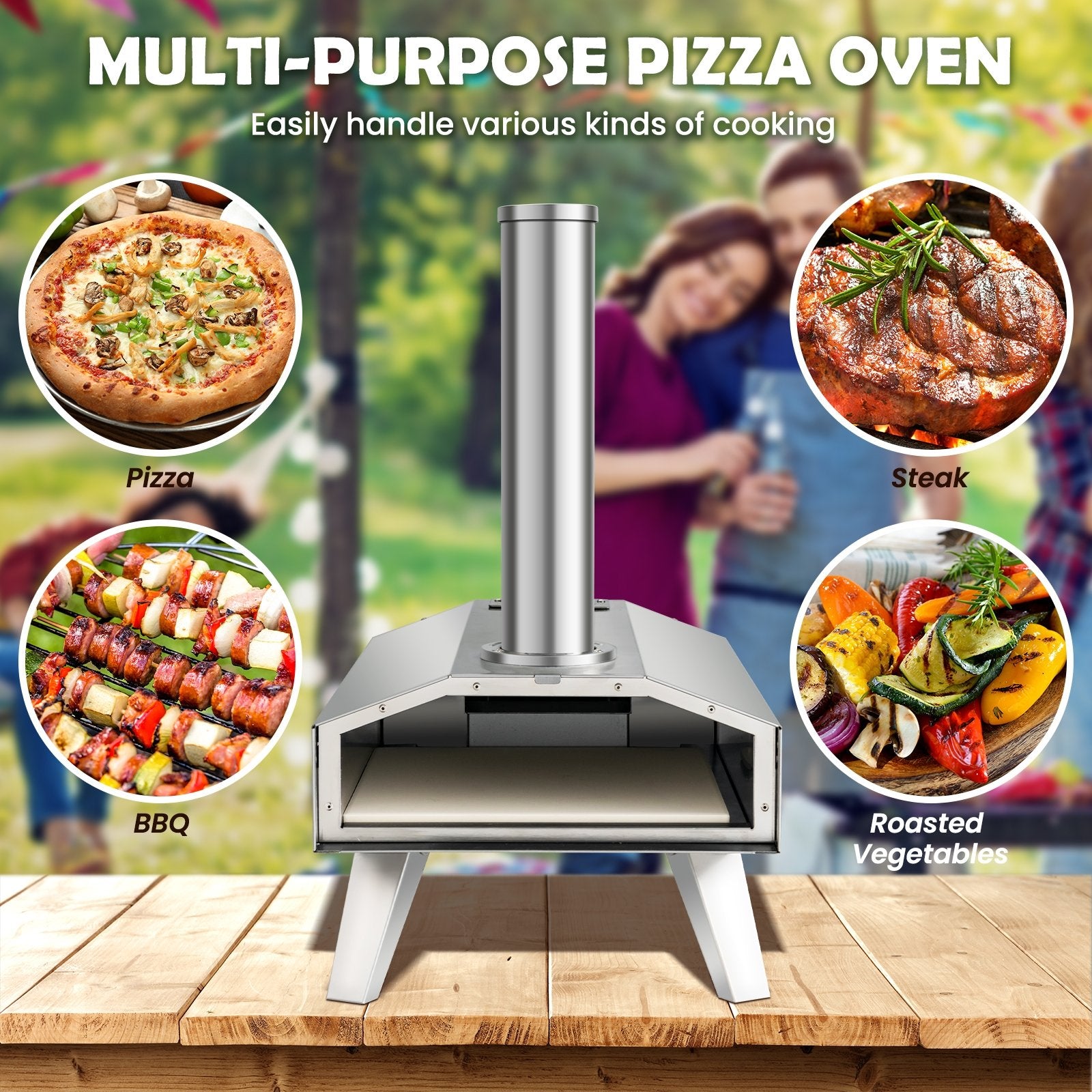 Portable Stainless Steel Outdoor Pizza Oven with 12 Inch Pizza Stone, Silver Outdoor Grills   at Gallery Canada