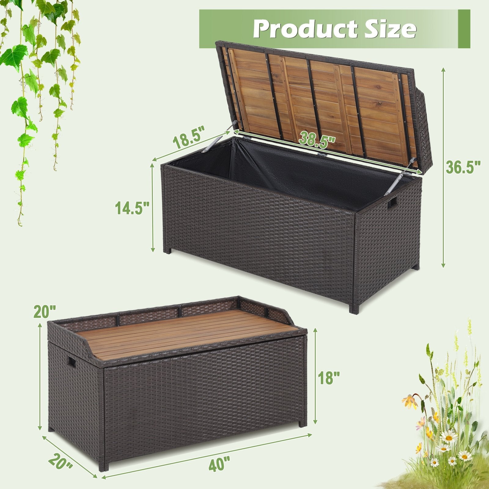 45 Gallon Outdoor Storage Bench with Zippered Liner, Brown Sheds & Outdoor Storage   at Gallery Canada