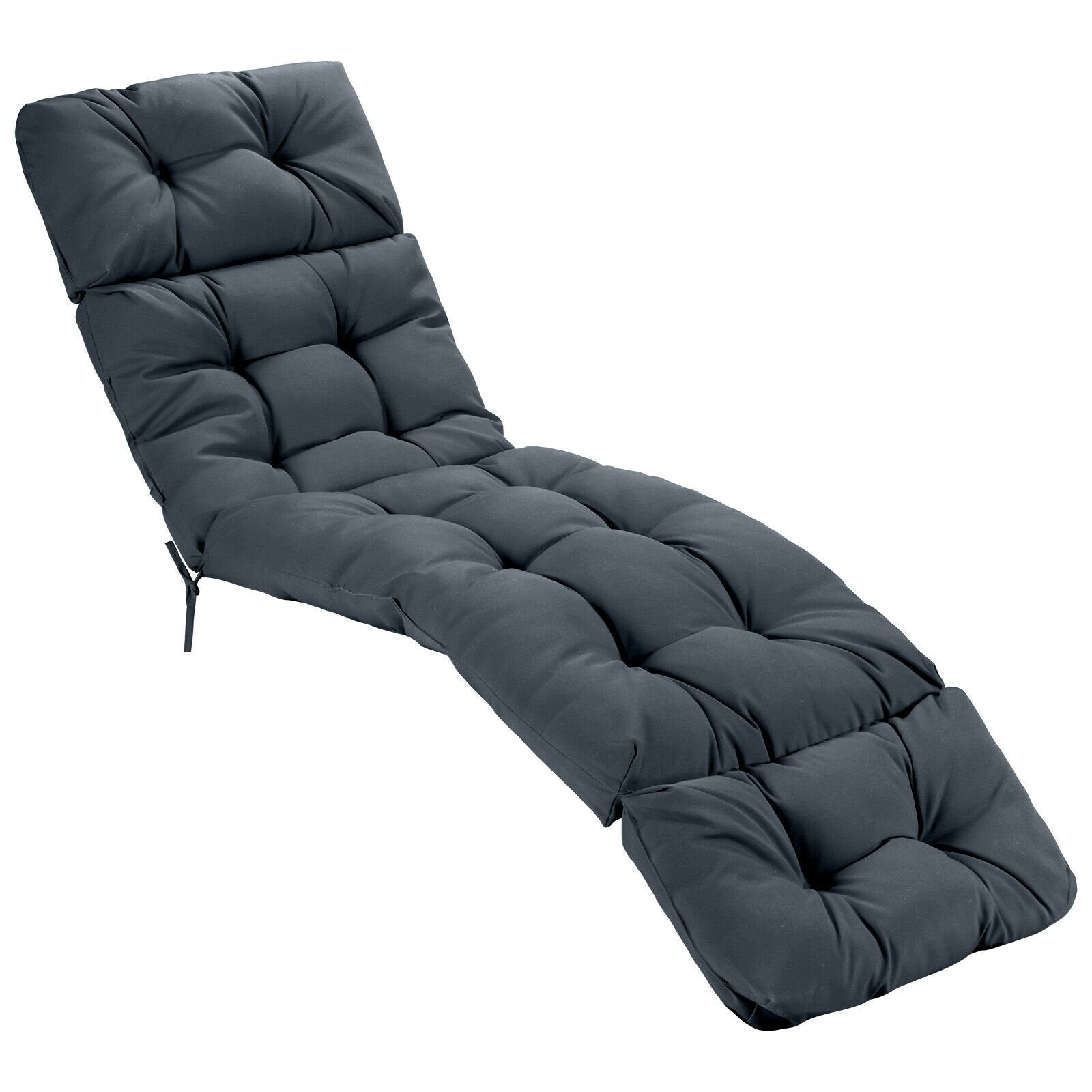 Outdoor Lounge Chaise Cushion with String Ties for Garden Poolside, Gray Outdoor Chaise Lounges   at Gallery Canada