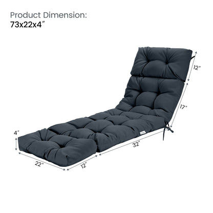 Outdoor Lounge Chaise Cushion with String Ties for Garden Poolside, Gray Outdoor Chaise Lounges   at Gallery Canada