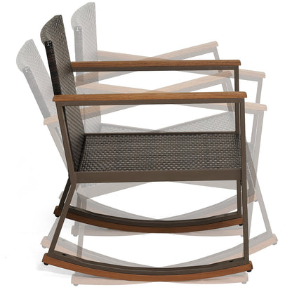 3 Pieces Rattan Rocking Bistro Set with Coffee Table and Cushions, Off White Patio Conversation Sets   at Gallery Canada