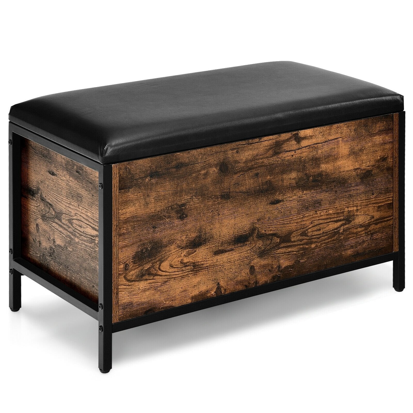 Entryway Flip Top Ottoman Stool with Padded Seat, Rustic Brown Shoe Racks & Storage Benches   at Gallery Canada