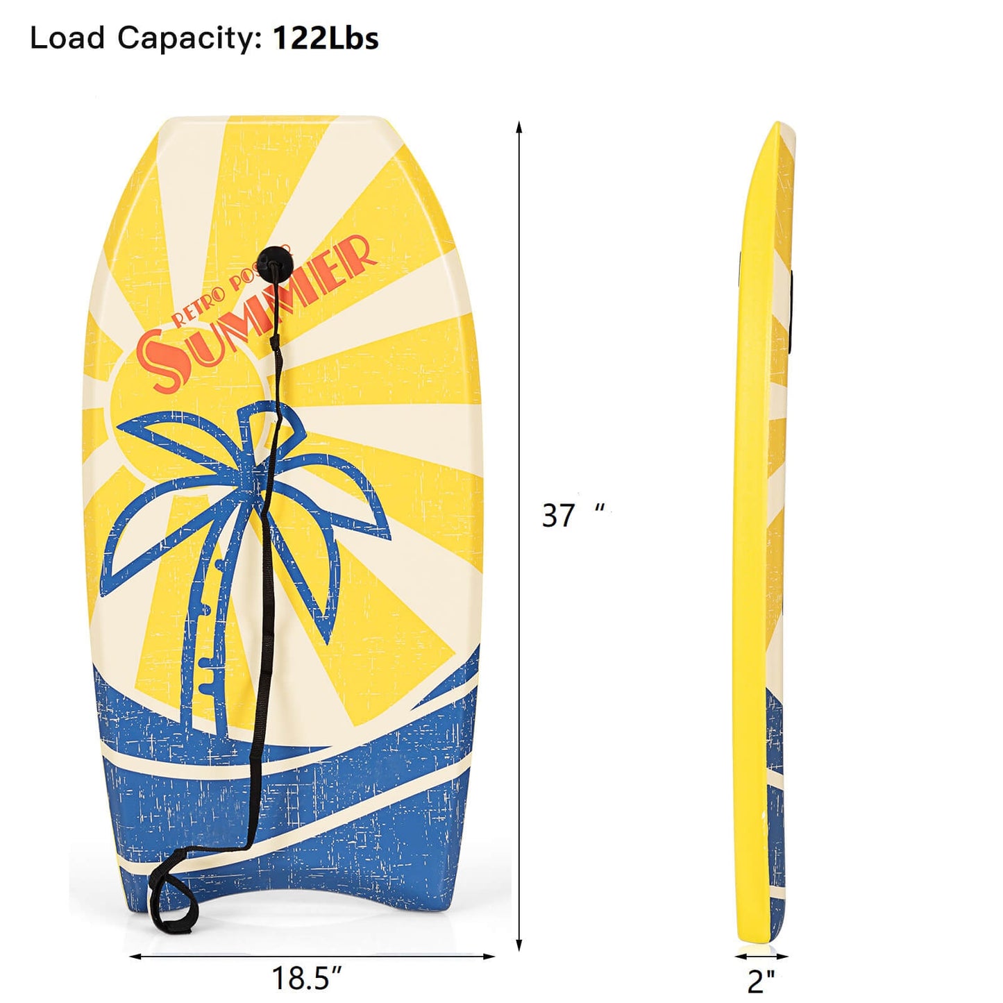 Super Lightweight Surfboard with Premium Wrist Leash-M, Yellow Surfing   at Gallery Canada