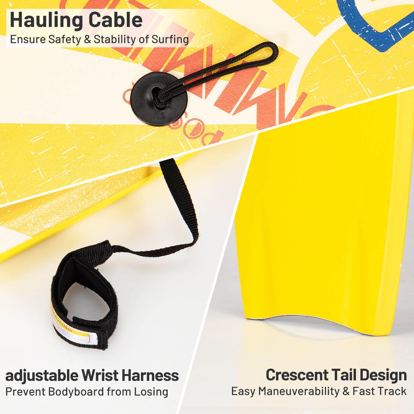 Super Lightweight Surfboard with Premium Wrist Leash-M, Yellow Surfing   at Gallery Canada