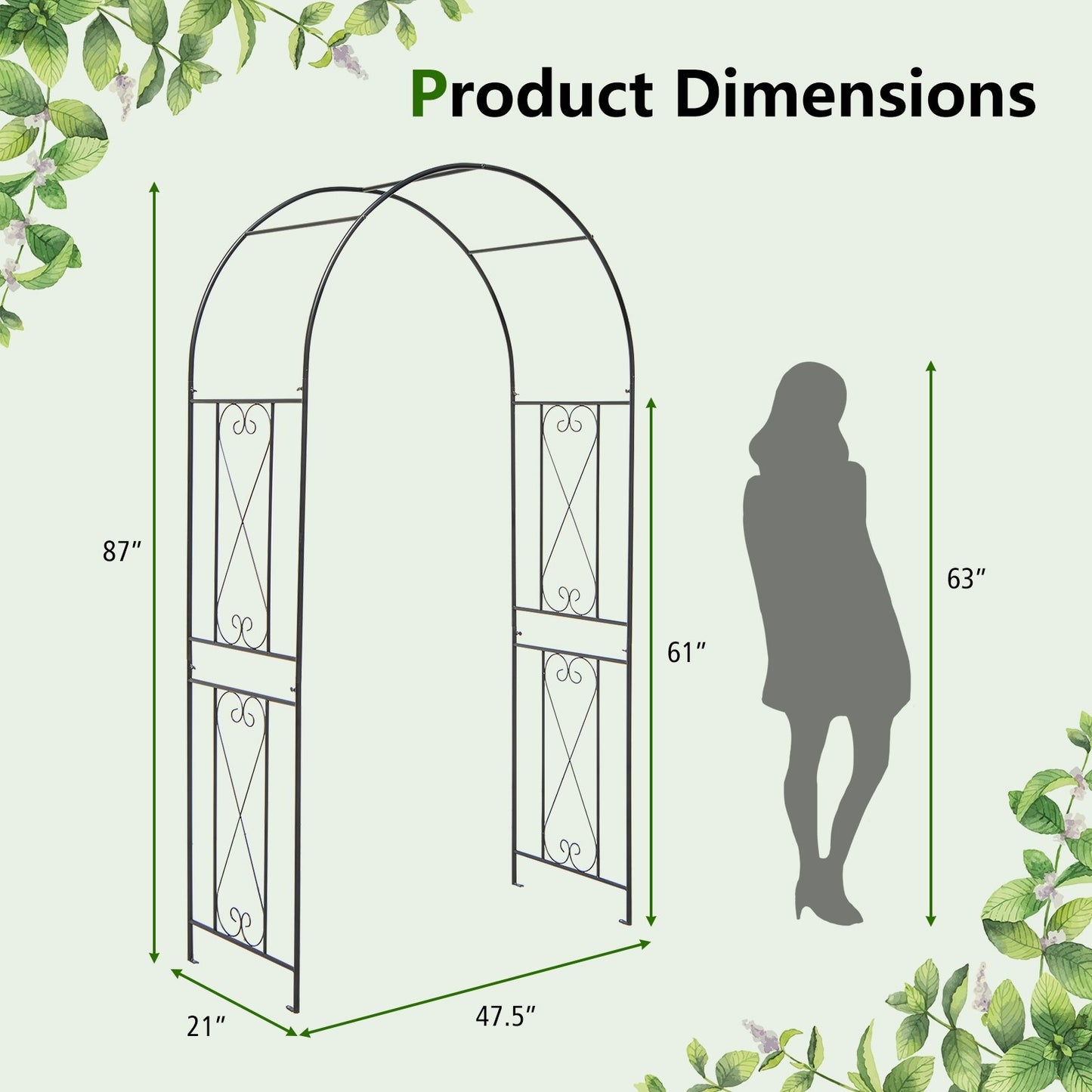 Garden Arch Arbor Trellis Patio Plant Stand Rack Archway, Black Outdoor Decor   at Gallery Canada