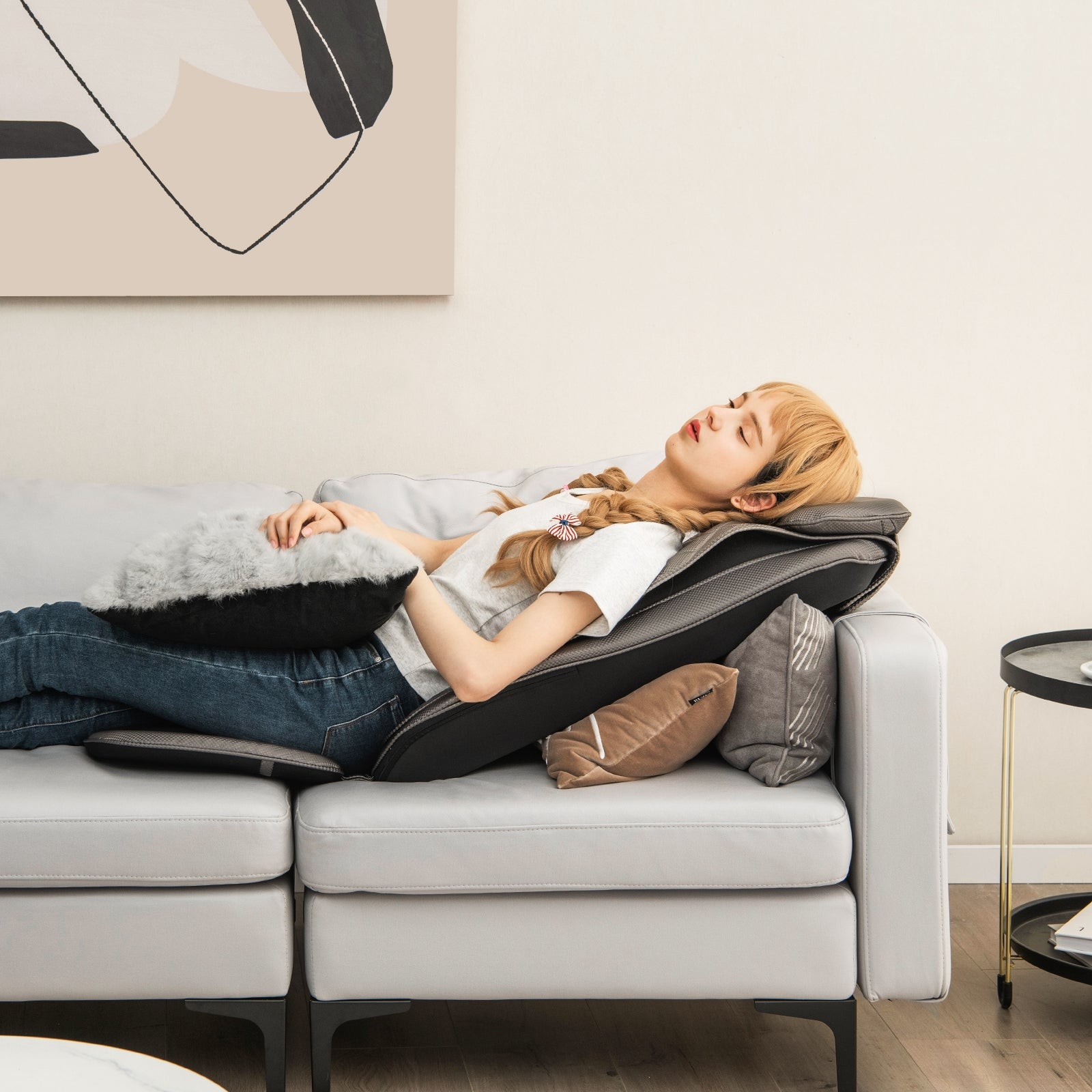 Massage Chair Pad with Heat and Vibration, Black Back Massager at Gallery Canada