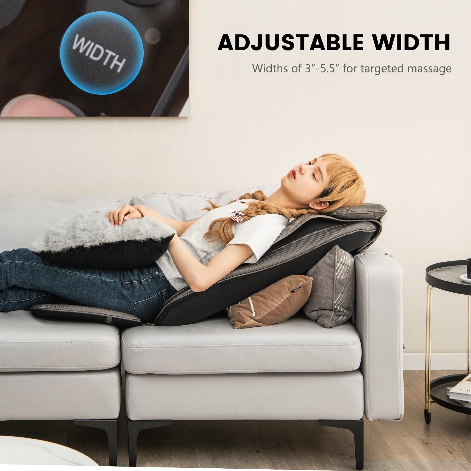 Massage Chair Pad with Heat and Vibration, Black Back Massager at Gallery Canada