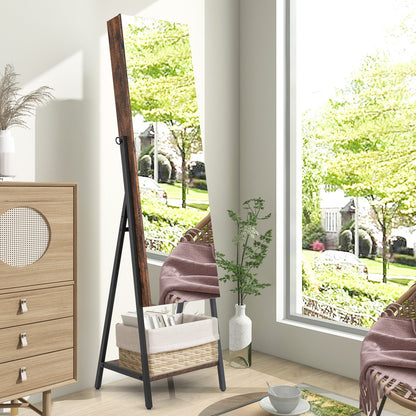 Freestanding Jewelry Cabinet with Full-Length Mirror, Rustic Brown Jewelry Armoires   at Gallery Canada