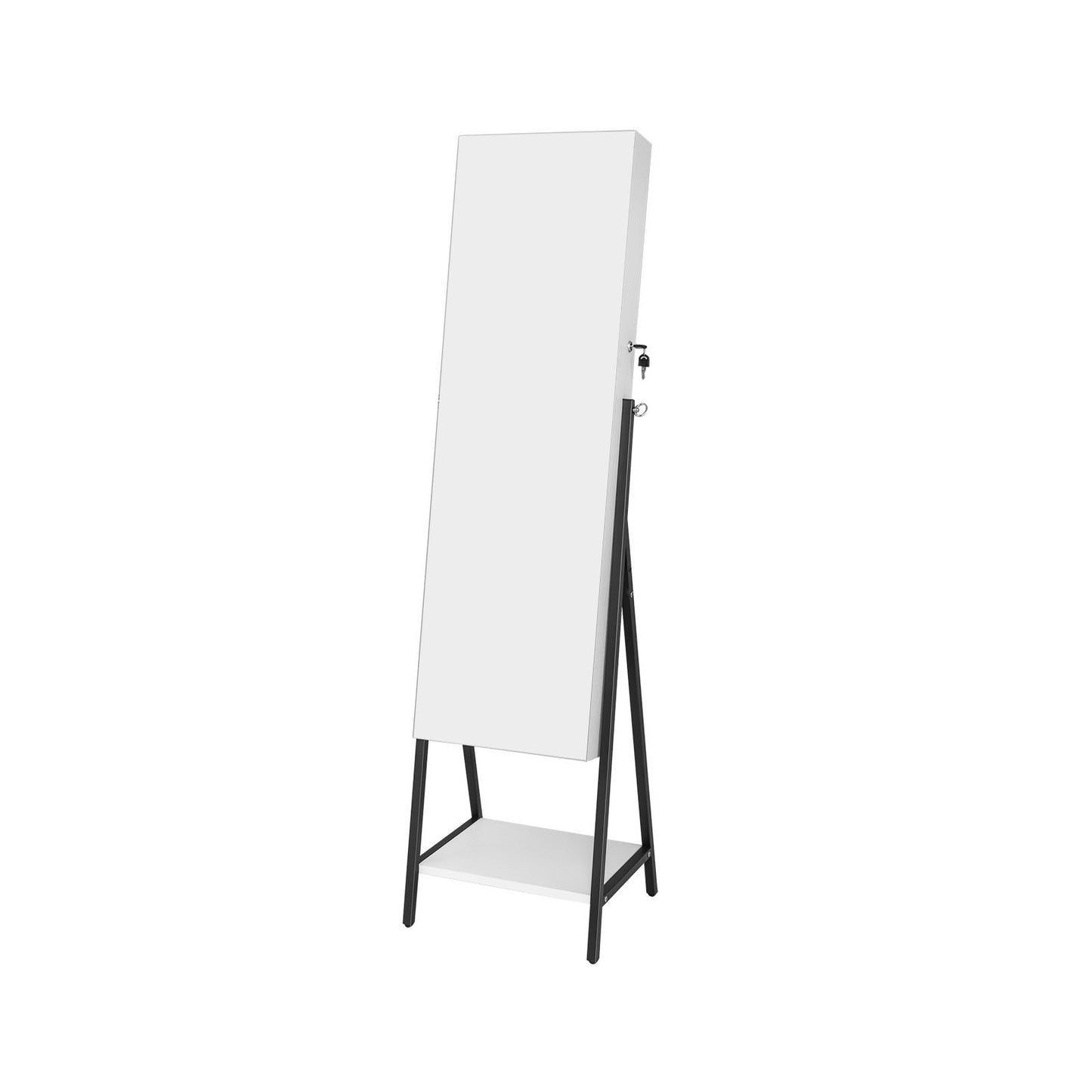 Freestanding Jewelry Cabinet with Full-Length Mirror, White Jewelry Armoires   at Gallery Canada