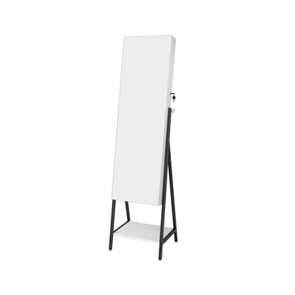 Freestanding Jewelry Cabinet with Full-Length Mirror, White Jewelry Armoires   at Gallery Canada