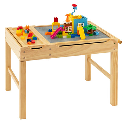 Kids Multi Activity Play Table Wooden Building Block Desk with Storage Paper Roll, Natural Kids Table & Chair Sets   at Gallery Canada