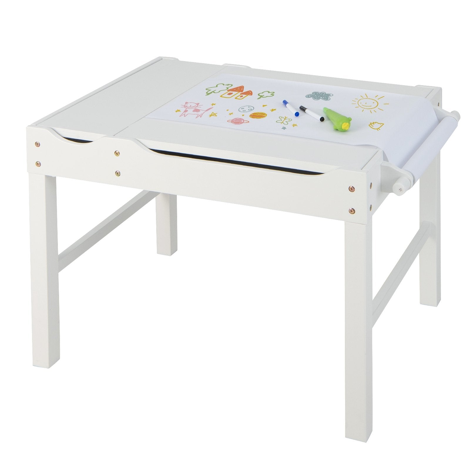 Wooden Kids Multi Activity Play Table with Storage Paper Roll, White Kids Table & Chair Sets   at Gallery Canada