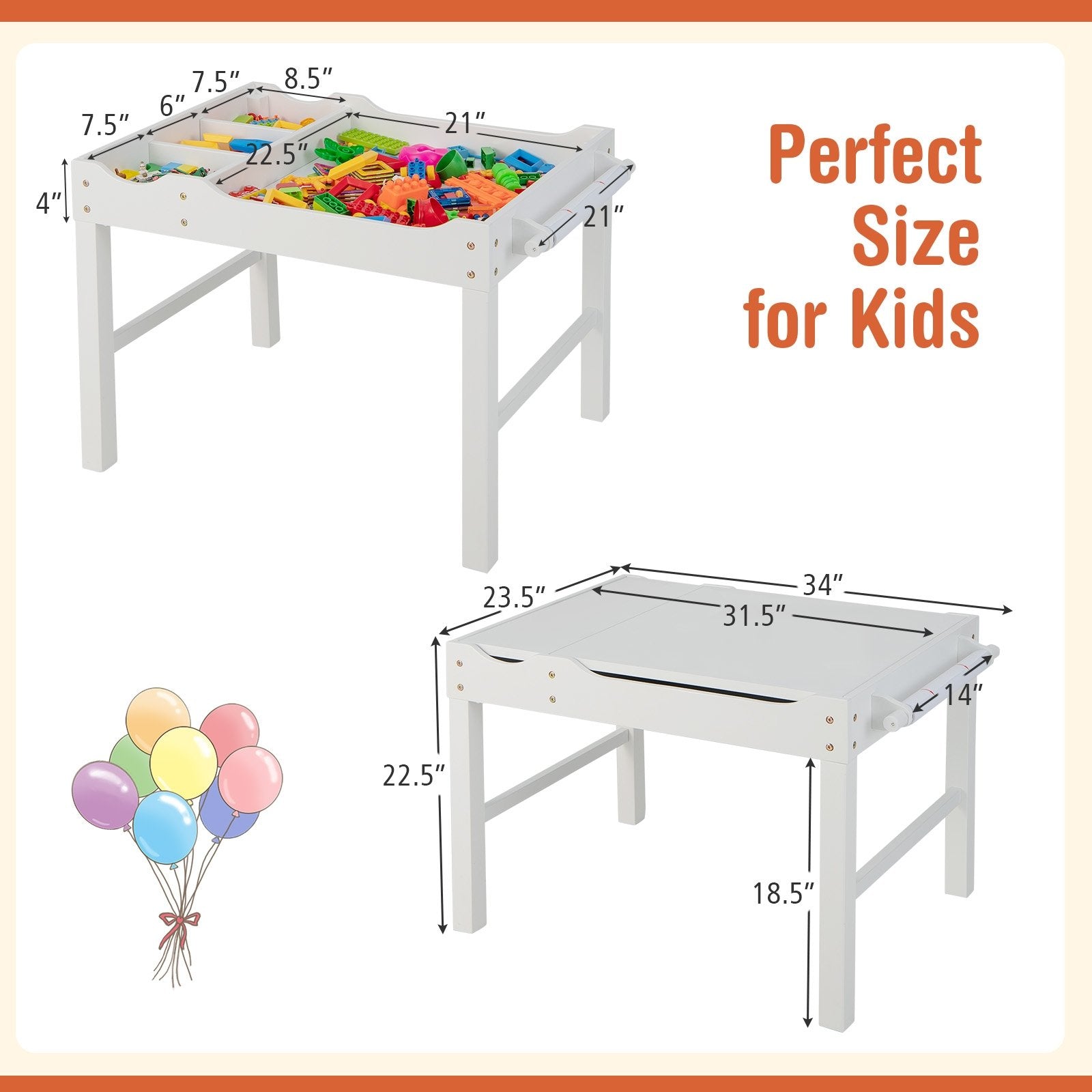 Wooden Kids Multi Activity Play Table with Storage Paper Roll, White Kids Table & Chair Sets   at Gallery Canada