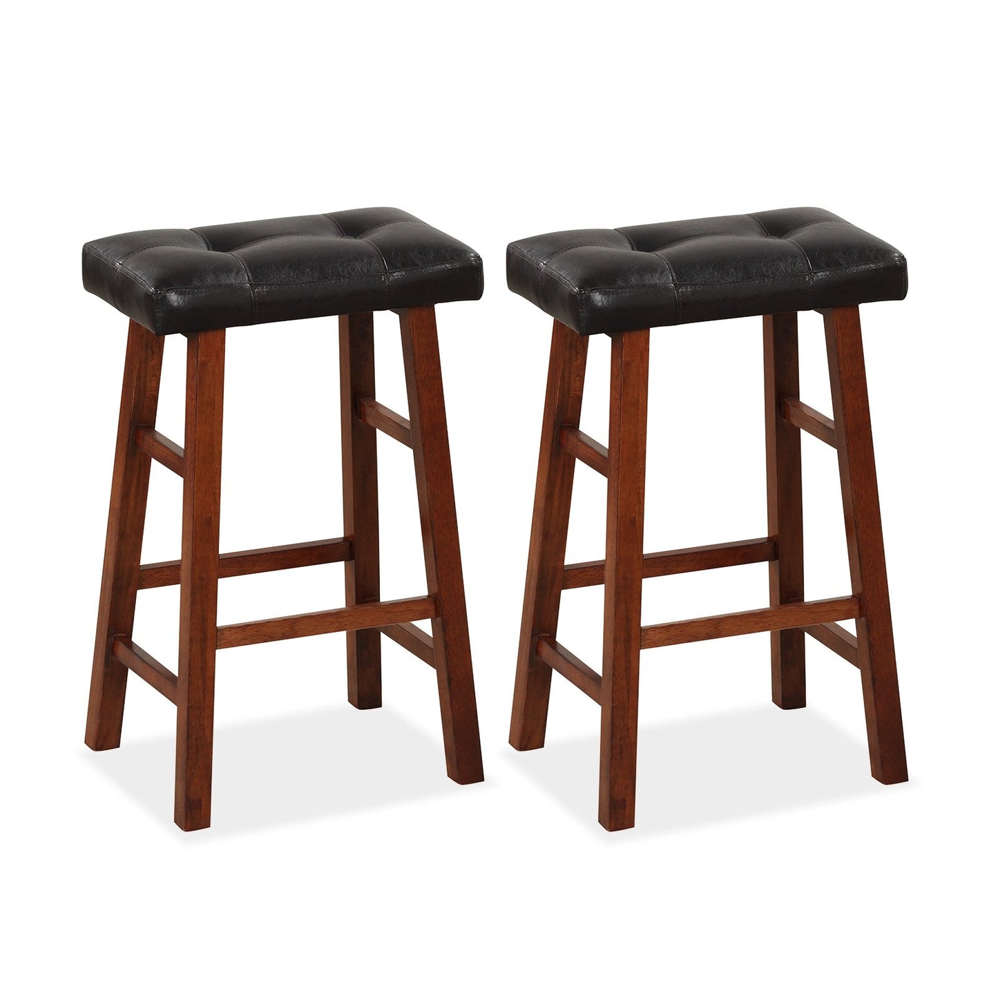 Set of 2 Modern Backless Bar Stools with Padded Cushion-29 inches, Black Bar Stools   at Gallery Canada