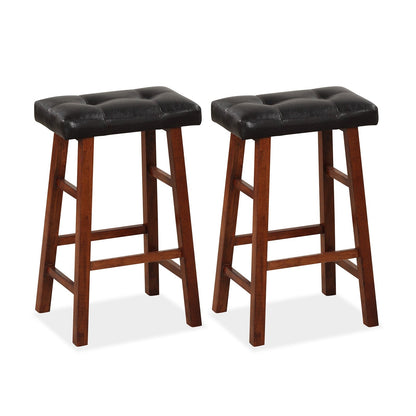 Set of 2 Modern Backless Bar Stools with Padded Cushion-29 inches, Black Bar Stools   at Gallery Canada