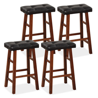 Set of 2 Modern Backless Bar Stools with Padded Cushion-29 inches, Black Bar Stools   at Gallery Canada