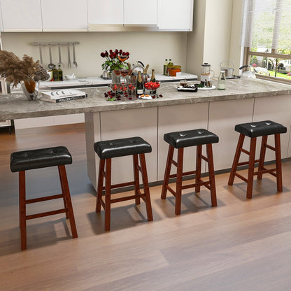 Set of 2 Modern Backless Bar Stools with Padded Cushion-29 inches, Black Bar Stools   at Gallery Canada