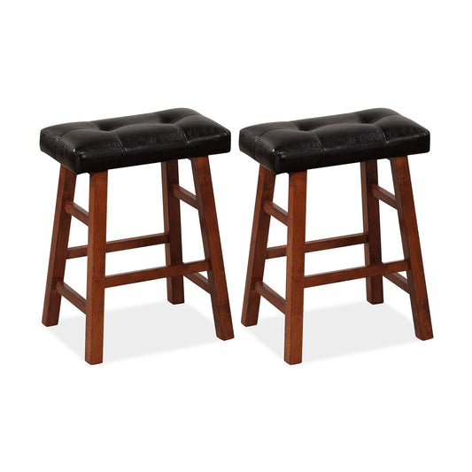 Set of 2 Modern Backless Bar Stools with Padded Cushion-24 inches, Black - Gallery Canada