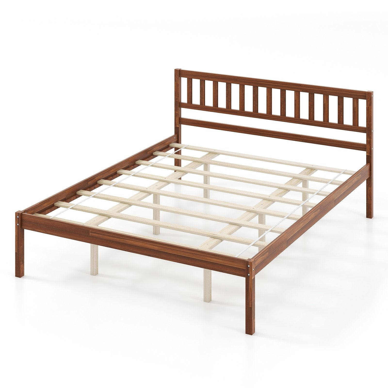 Twin/Full/Queen Size Wood Bed Frame with Headboard and Slat Support-Queen Size, Walnut Simple Bed Frame   at Gallery Canada