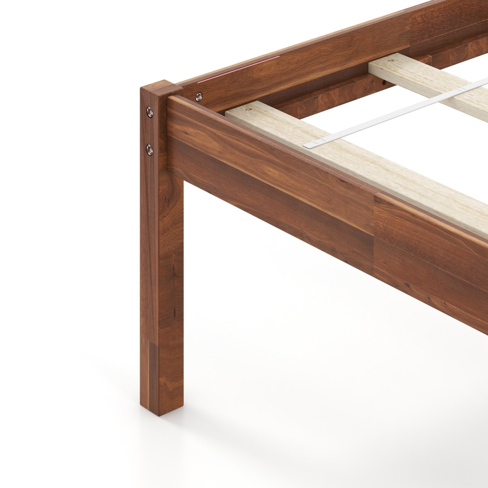 Twin/Full/Queen Size Wood Bed Frame with Headboard and Slat Support-Twin Size, Walnut Simple Bed Frame   at Gallery Canada