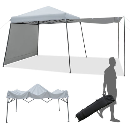 Patio 10x10FT Instant Pop-up Canopy Folding Tent with Sidewalls and Awnings Outdoor, Gray Canopies   at Gallery Canada