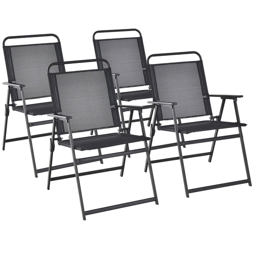 Set of 2/4/6 Outdoor Folding Chairs with Breathable Seat-Set of 4, Black