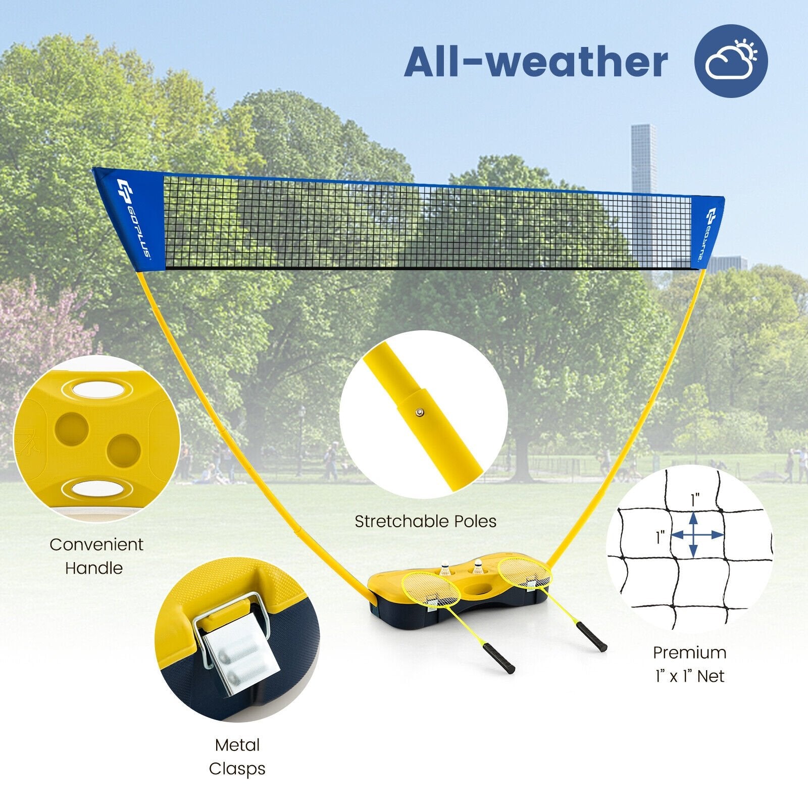 Portable Badminton Set Outdoor Sport Game Set with 2 Shuttlecocks, Multicolor Sport Equipments   at Gallery Canada