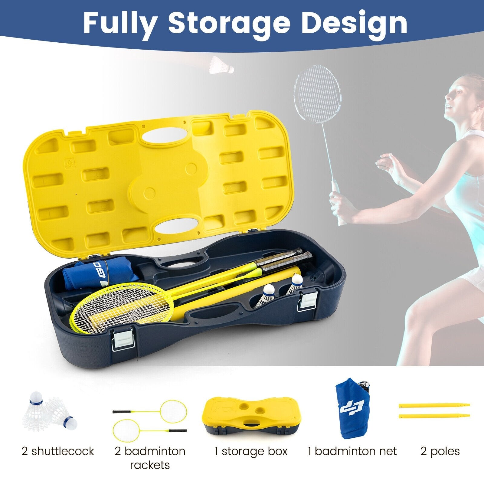 Portable Badminton Set Outdoor Sport Game Set with 2 Shuttlecocks, Multicolor Sport Equipments   at Gallery Canada